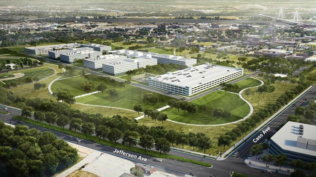 Artist’s conception of Natiponal Geospatial-Intelligence Agency headquarters in St. Louis, next to former Pruitt-Igoe housing complex.