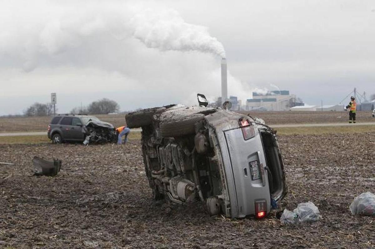 An SUV was seriously damaged in a crash that sent six people, including four children, to the hospital in January.