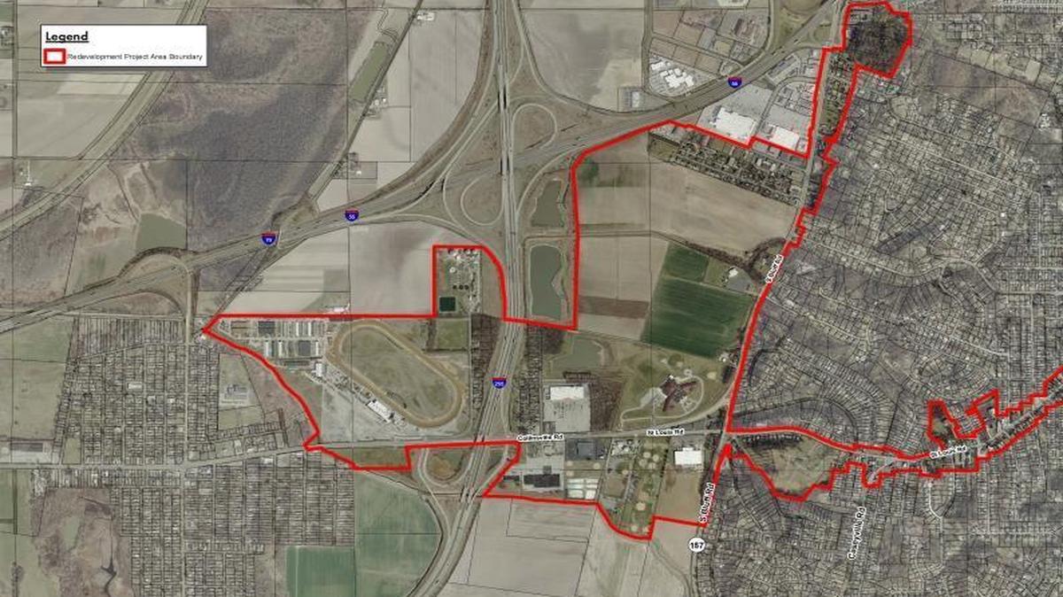 A map shows the preliminary boundaries of the proposed southwest corridors tax increment financing district and overlapping business district.