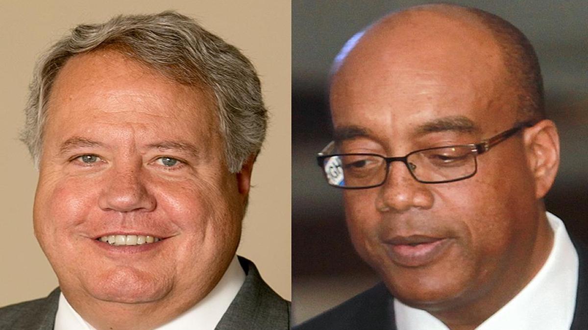 Illinois state Rep. Jay Hoffman, D-Swansea (left), and state Sen. James Clayborne, D-Belleville, are mentioned multiple times in a new report about political patronage hiring at the Illinois Department of Transportation.
