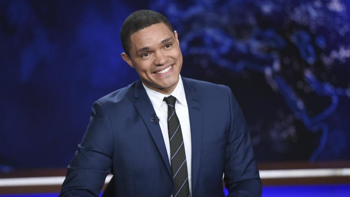 FILE - In this Sept. 29, 2015 file photo, Trevor Noah appears during a taping of “The Daily Show with Trevor Noah,” a fake news series on Comedy Central, in New York.