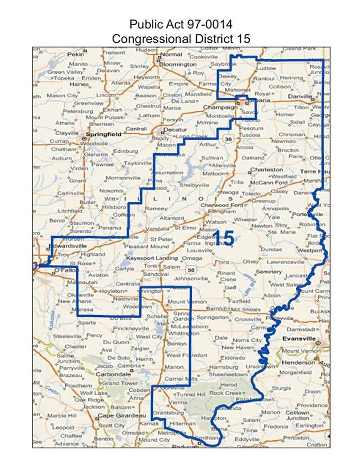 Map of Illinois’ 15th Congressional District