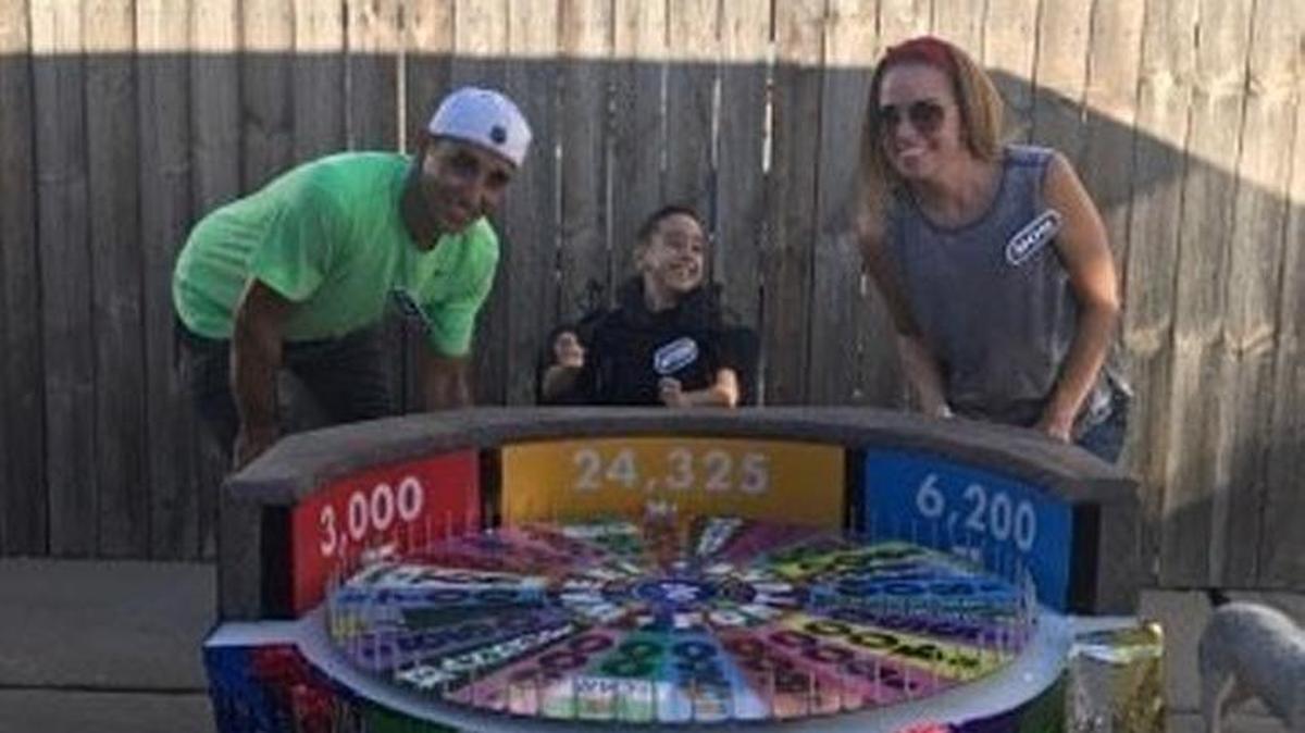 Anthony Alfano’s Wheel of Fortune costume for his wheelchair.