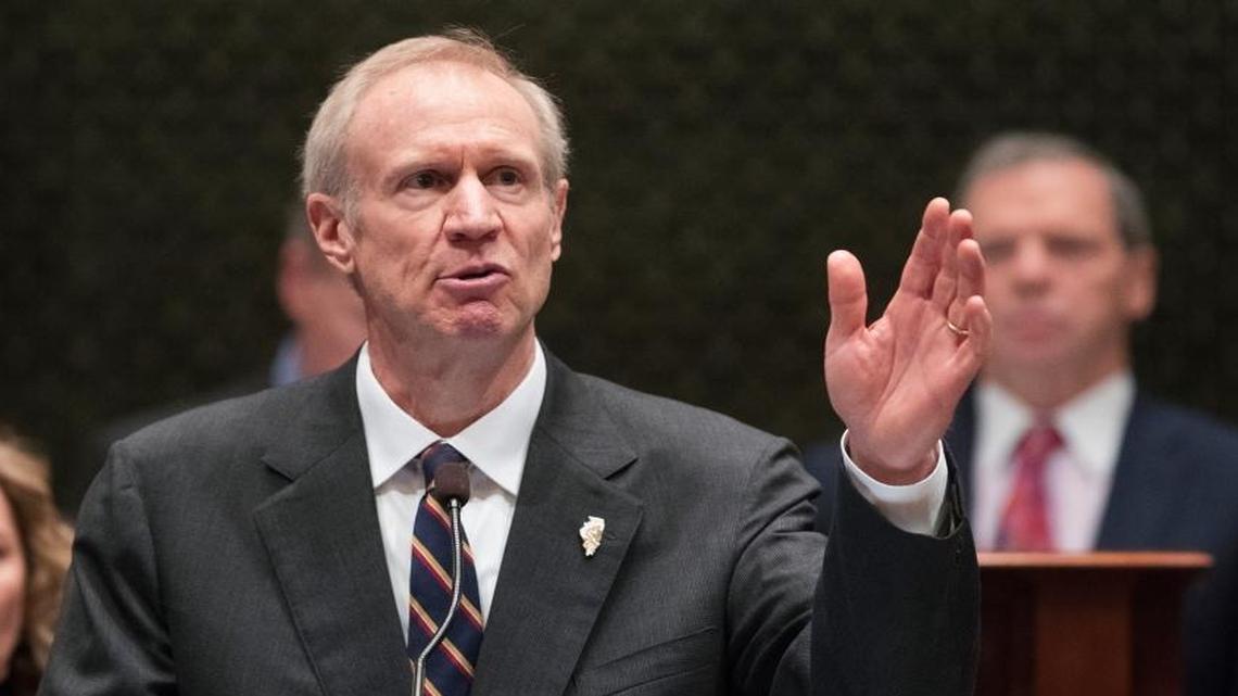 In this file photo, Gov. Bruce Rauner speaks in the Illinois House chamber in Springfield.