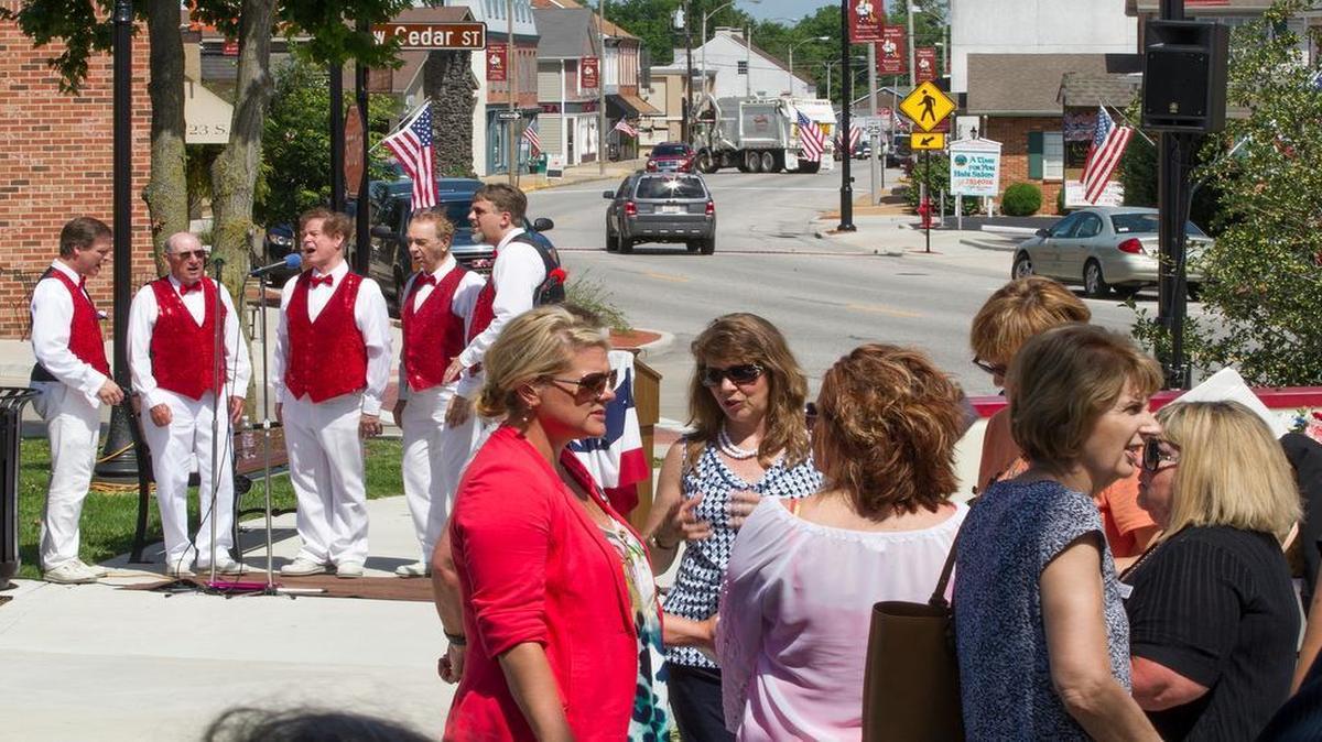 
Members of the Rivertown Sound perform after the ceremony. Main Street in Columbia was designated as Illinois’ 46th Main Street program during a ceremony Monday morning. Main Street in Columbia will become the 46th thoroughfare in Illinois to be designated in the state’s Main Street program. The ceremony was held a in front of City Hall, at 208 S. Main St.
