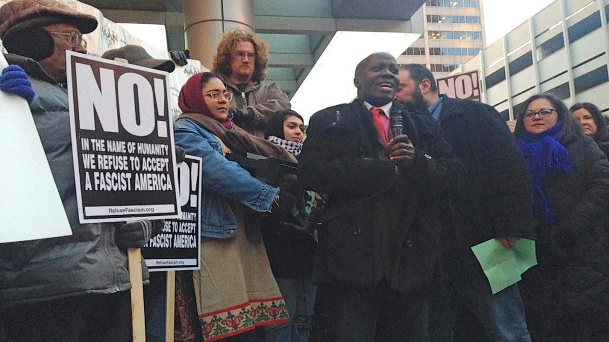In this Feb. 1, 2017 photo, immigrant rights advocates protest President Donald Trump’s executive orders on immigration in Chicago. State legislators are attempting to boost immigrant protections in response to President Donald Trump's forceful orders on immigration, a move advocates say would essentially make Illinois a “sanctuary” state. One proposal says schools, medical facilities and places of worship don't have to give access to federal immigration authorities or local law enforcement working on their behalf.