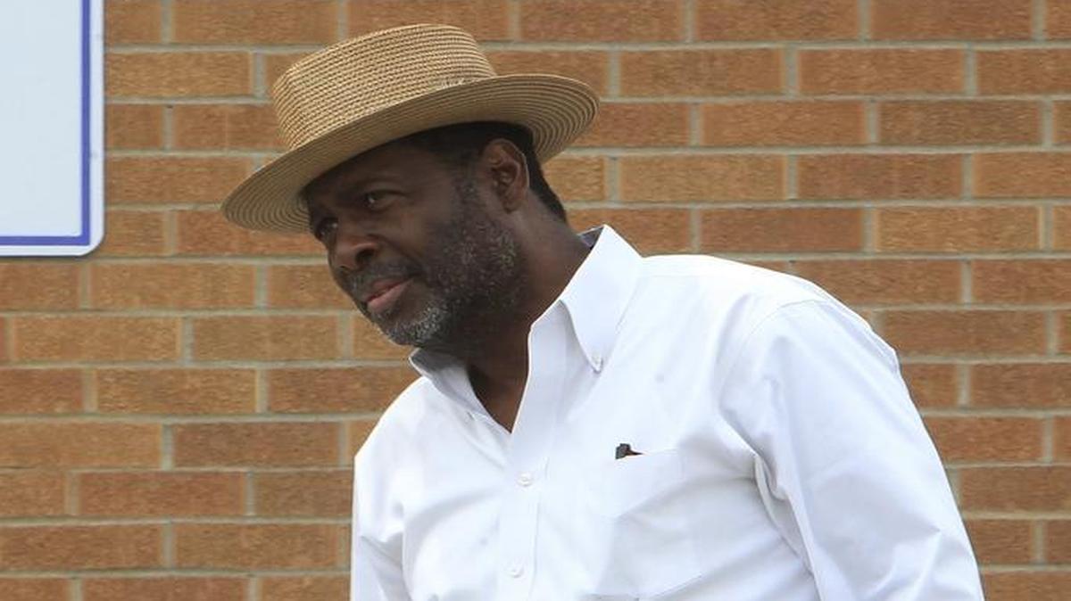 East St. Louis Township Supervisor Oliver Hamilton outside the Township Offices which are located at the Clyde Jordan Senior Center on State Street in East St. Louis. He was walking from his parking space.
