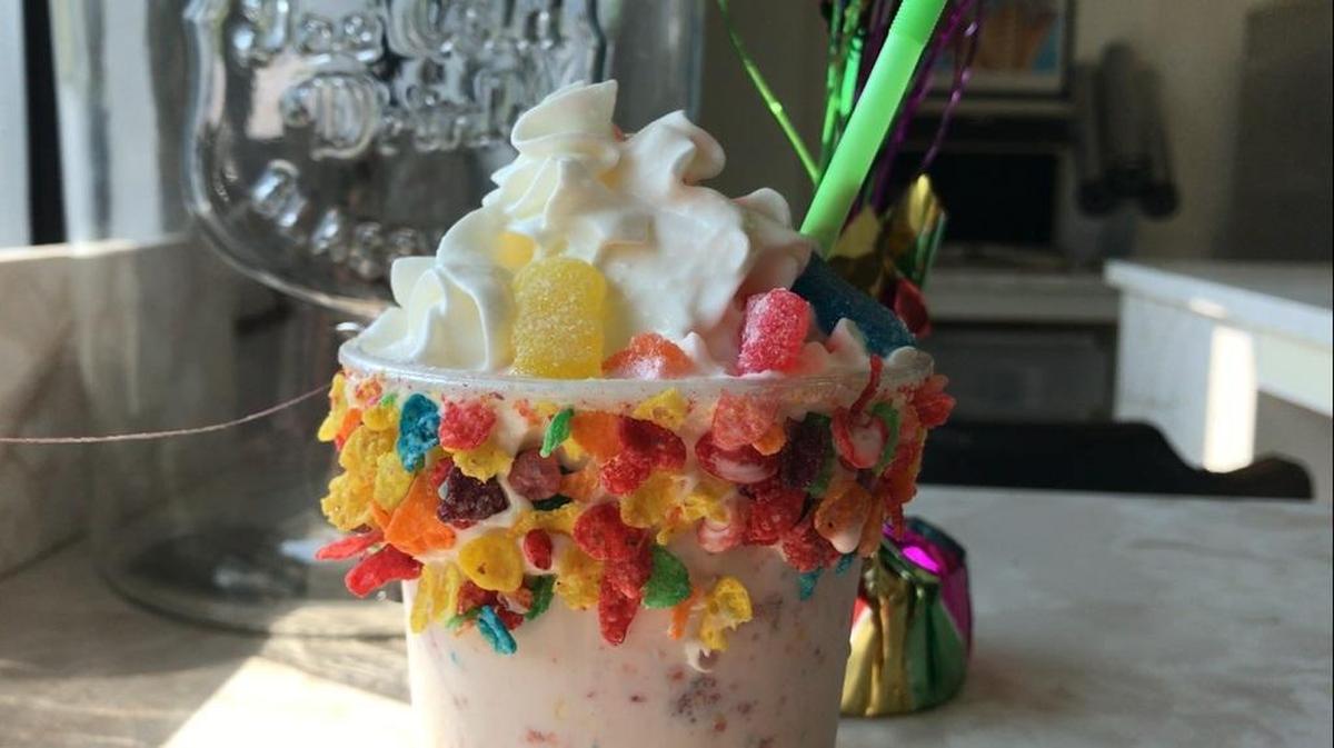 A look at the Fruity Pebbles milkshake at Scoops Ice Cream in Belleville.
