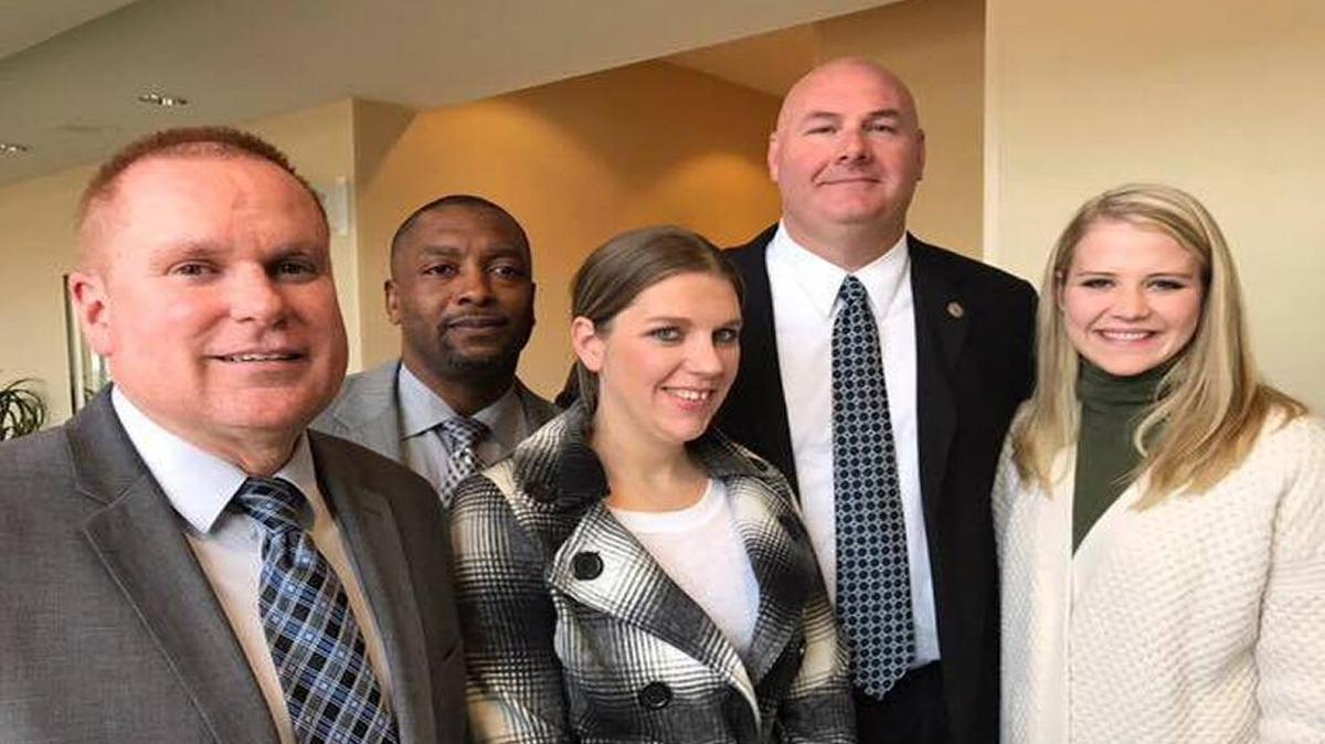 Swansea Police Chief Steve Johnson, left, along with Lt. Mike Hundelt, Sgt. Dan Stockett and Ashley Reeves did an interview with Elizabeth Smart, right, for Crime Watch Daily with Chris Hansen. The show is focusing on a decade-old case when Reeves was found left for dead in Belleville after being strangled by a high school teacher.