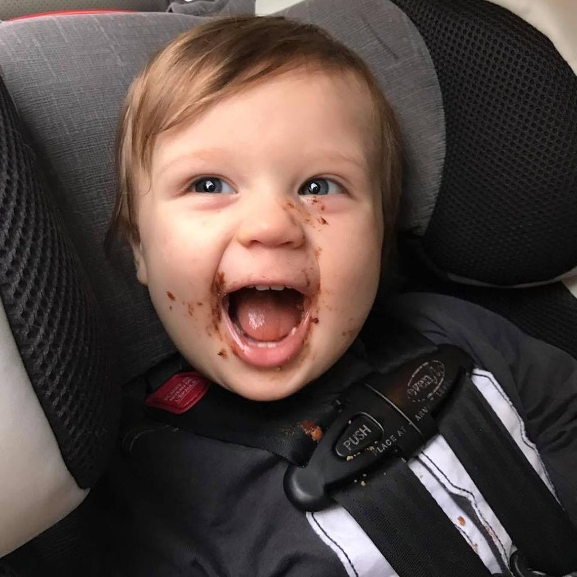 Samuel Smith enjoyed a free cookie from Schnucks Bakery. The grocery chain gives free cookies to children under 10.