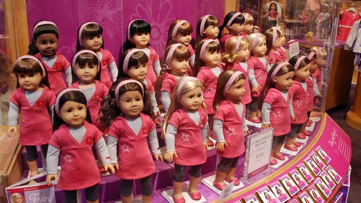 A lineup of American Girl dolls at the company’s retail location in McLean, Va., on April 7, 2009.