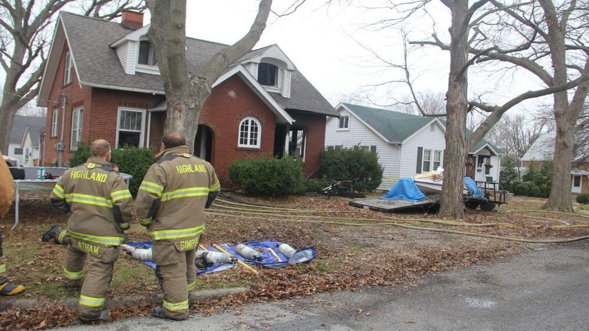 It took Highland firefighters 45 minutes to extinguish a house fire in the 1900 block of Olive Street Tuesday. Seven children were home alone when the fire started at about 10:19 a.m.