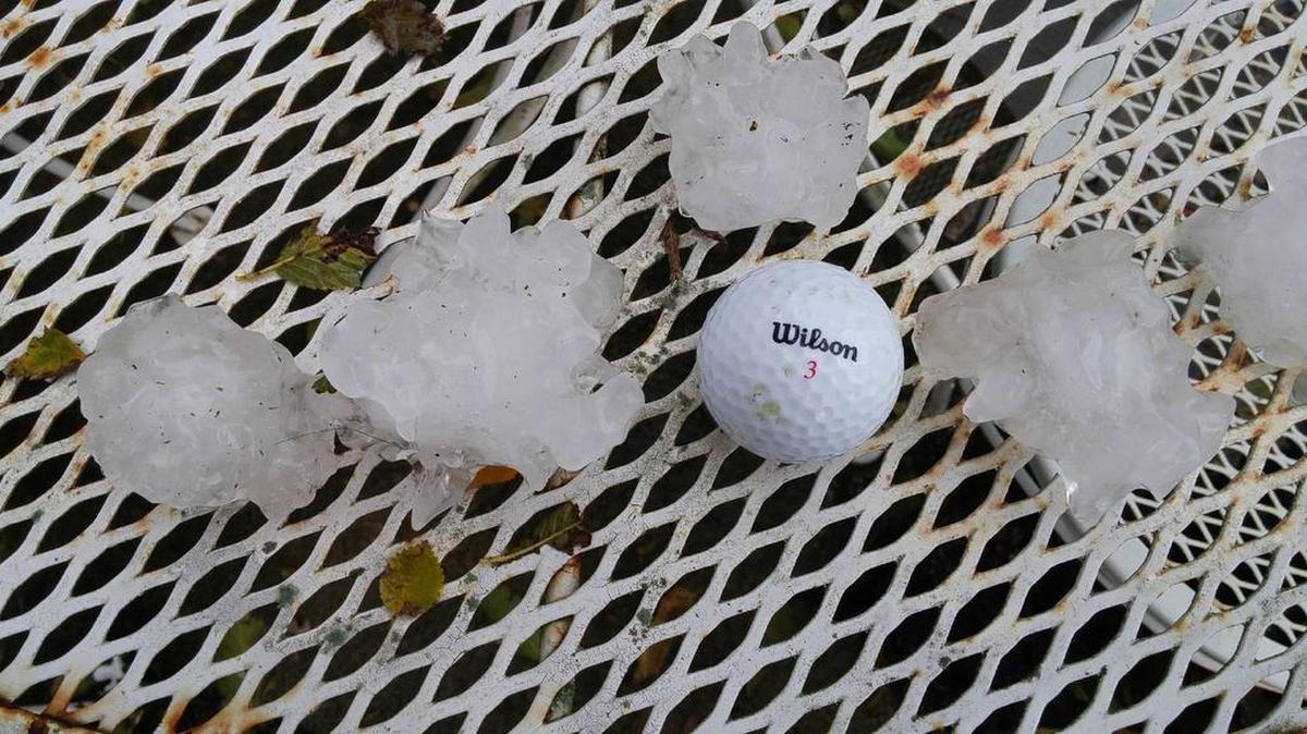 The area between Troy and Collinsville got golf ball-sized hail Sunday as severe storms moved through the metro-east.