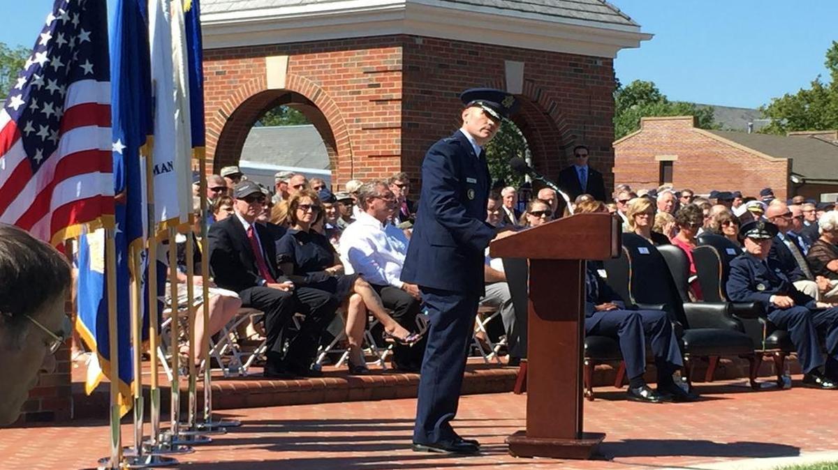 
Gen. Carlton Everhart II speaks during a ceremony Tuesday at Scott Air Force Base, during which he took command of Air Mobility Command.
