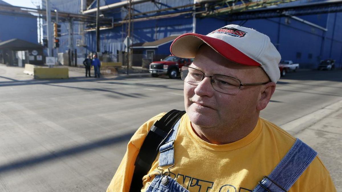 
Jeff Benson, of Greenville, talks to reporter about the planned closing of the coke plant outside U.S. Steel in Granite City earlier this year. On Thursday, U.S. Steel announced it would not close the plant.
