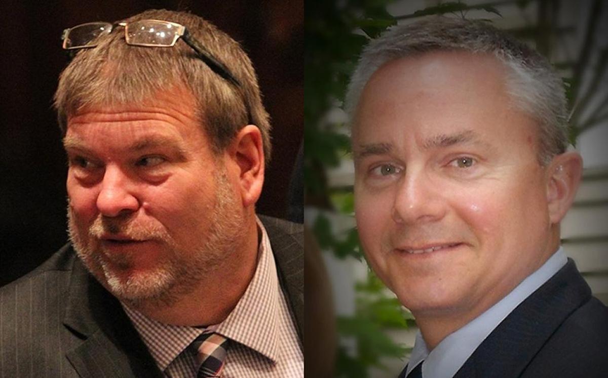 State Rep. Charlie Meier, left, and primary challenger Don Moore, right.