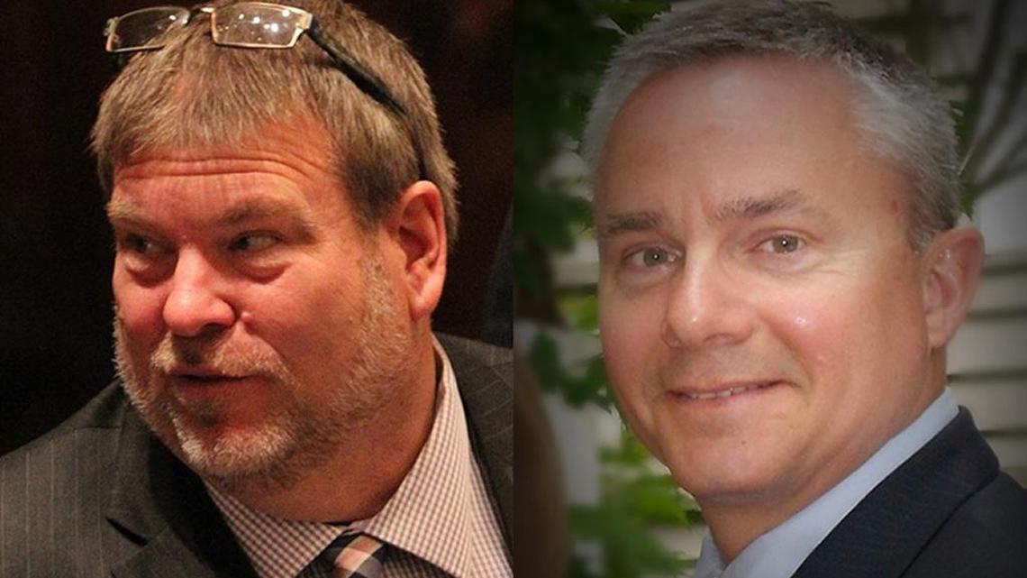 State Rep. Charlie Meier, left, and primary challenger Don Moore, right.