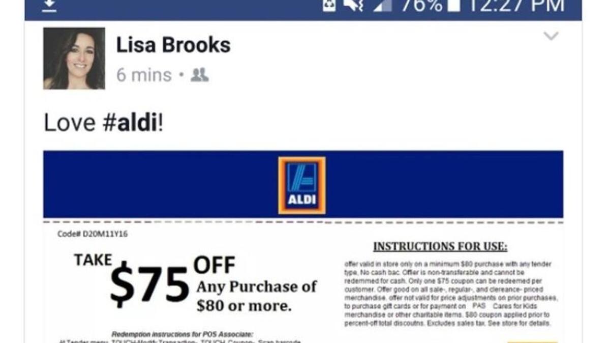 A fake ALDI coupon is circulating the internet.