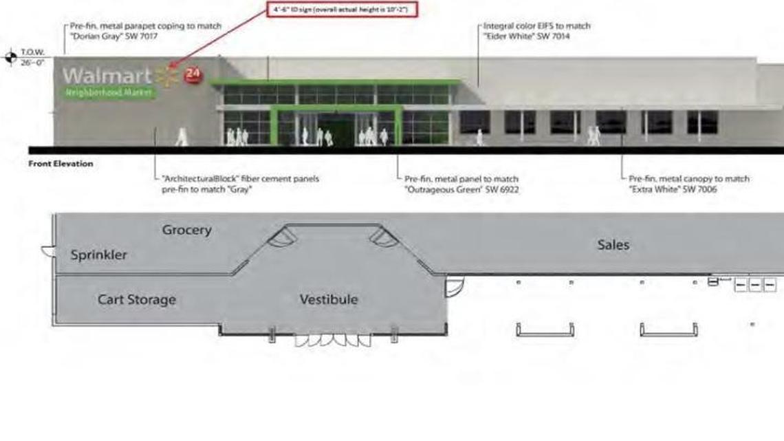 Rendering of a WalMart Neighborhood Market in the design that would be built at 1101 Beltline Road after the old K-Mart building is demolished.
