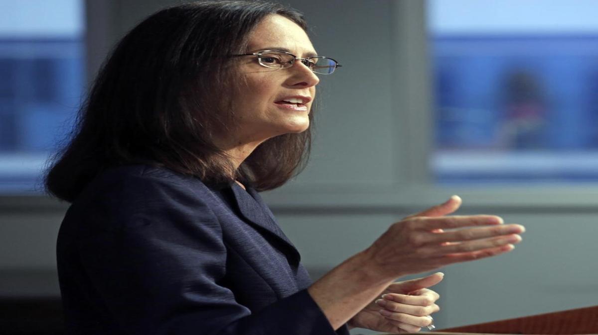 In this Aug. 21, 2014, file photo, Illinois Attorney General Lisa Madigan speaks at a news conference in Chicago. Madigan is seeking to stop state worker pay until legislators and Gov. Bruce Rauner approve a spending plan.