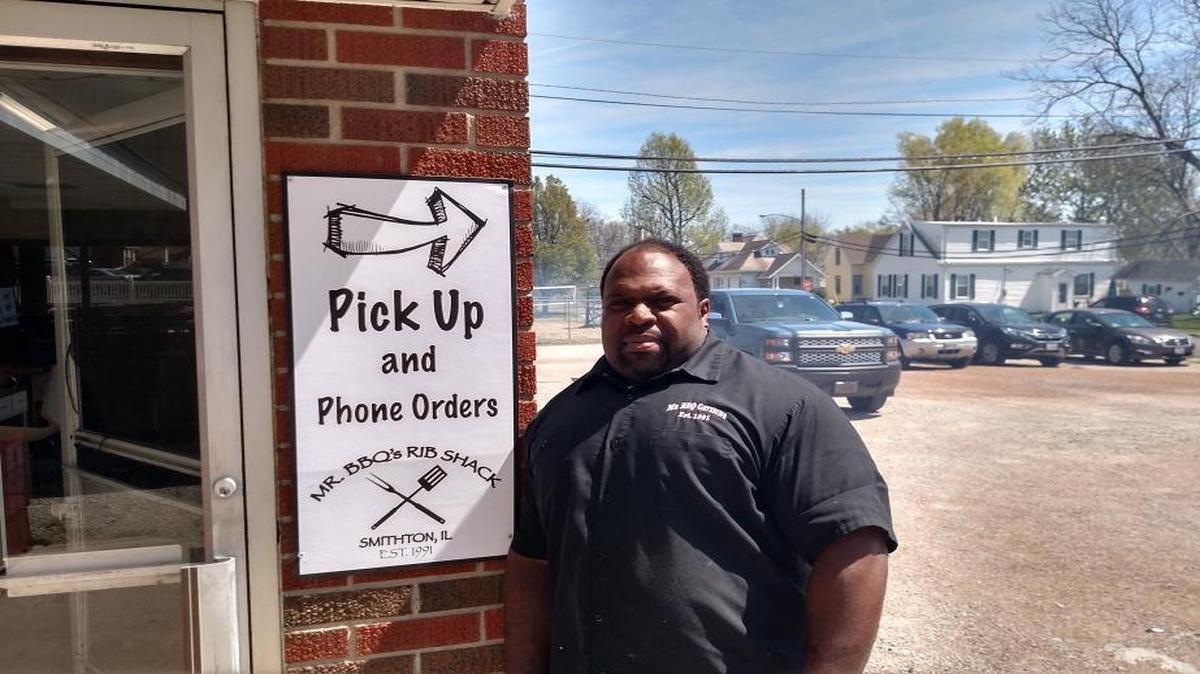Kiwan Guyton — aka Mr. BBQ — opened Mr. BBQ’s Rib Shack at 106 N. Main St. in Smithton Thursday.