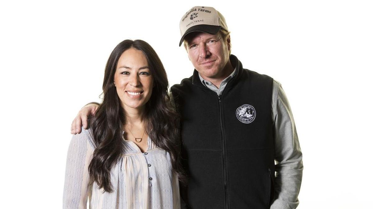 FILE - In this March 29, 2016, file photo, Joanna and Chip Gaines pose for a portrait in New York to promote their home improvement show, “Fixer Upper,” on HGTV. Chip Gaines announced Tuesday, Jan. 2, 2018, on Instagram that he and his wife, Joanna, are expecting their fifth child.