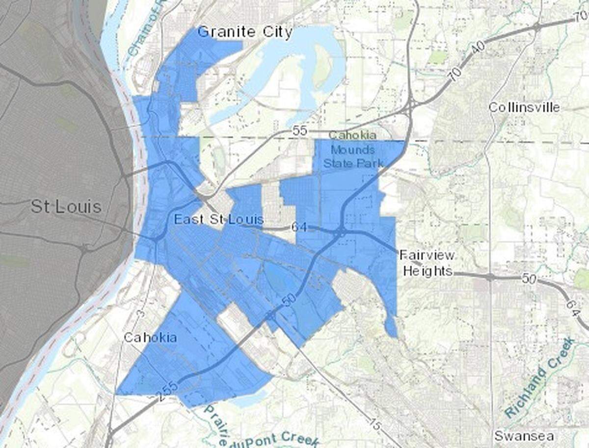 The Illinois Department of Commerce and Economic Opportunity released areas deemed as disproportionately impacted areas. To be designated as a disproportionately impacted area, a Census tract must have high rates of arrest, conviction and incarceration related to marijuana, among other qualifications including poverty and unemployment, the DCEO said. Parts of East St. Louis, Venice, Madison and Granite City are included.