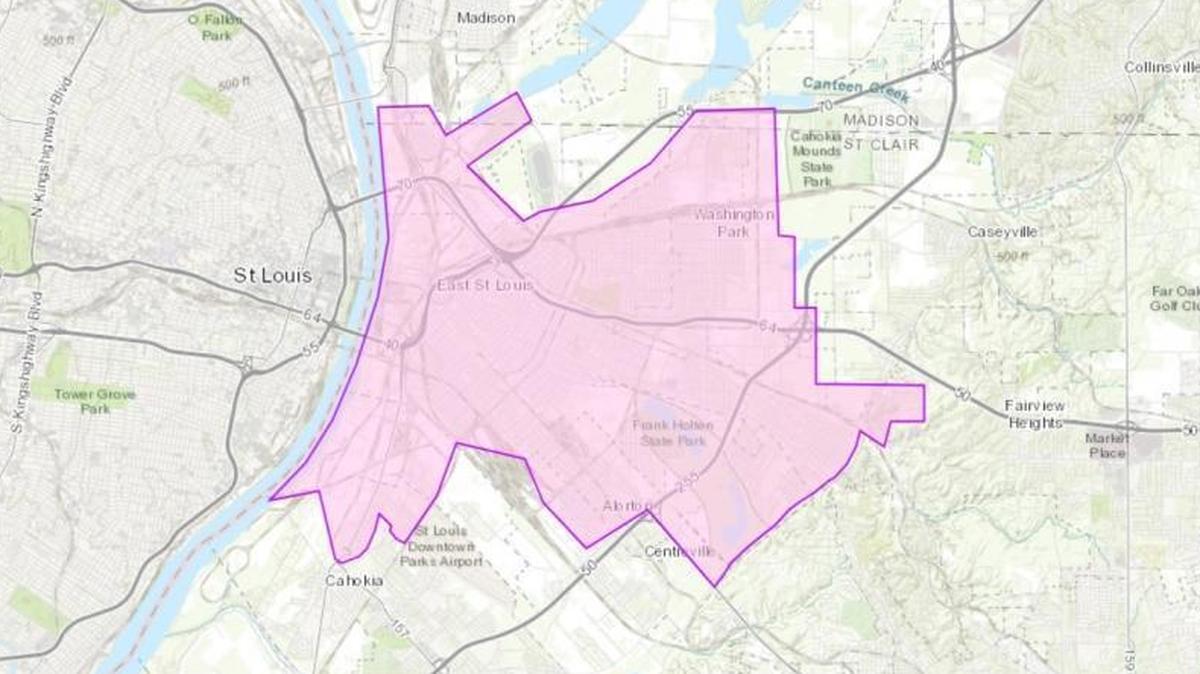 Areas affected by Wednesday’s boil order, most of which are in St. Clair County.