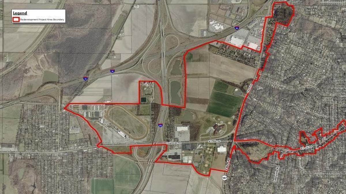 A map shows the preliminary boundaries of the proposed southwest corridors tax increment financing district.