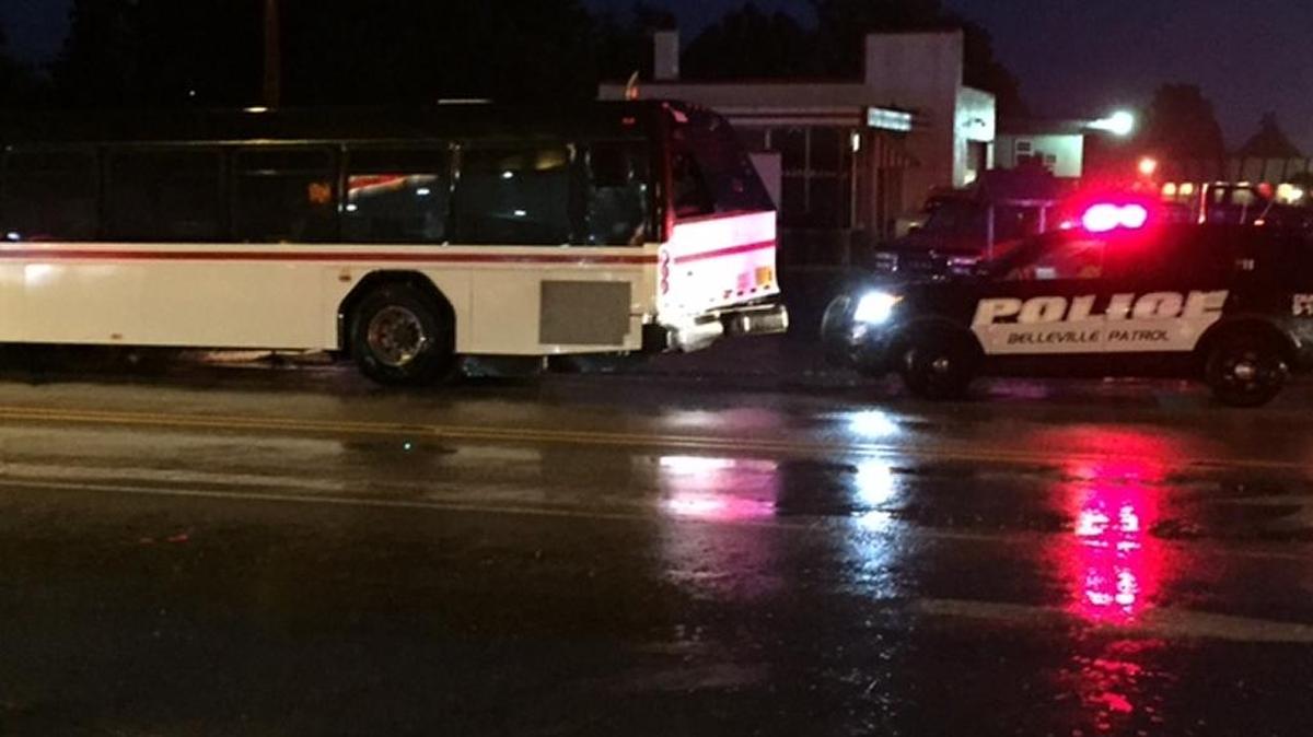 A MetroBus and an SUV collided at the intersection of North Belt West and Royal Heights Road in Belleville Friday night. No serious injuries were reported.