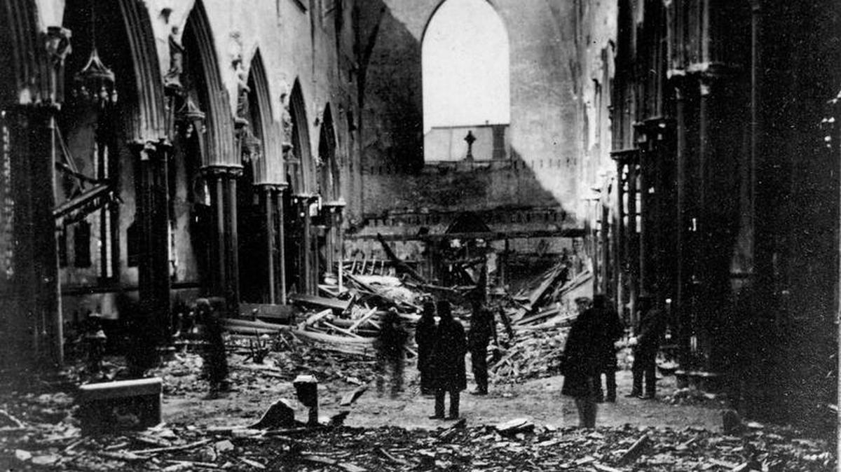 St. Peter’s Cathedral in Belleville one day after the 1912 fire.
