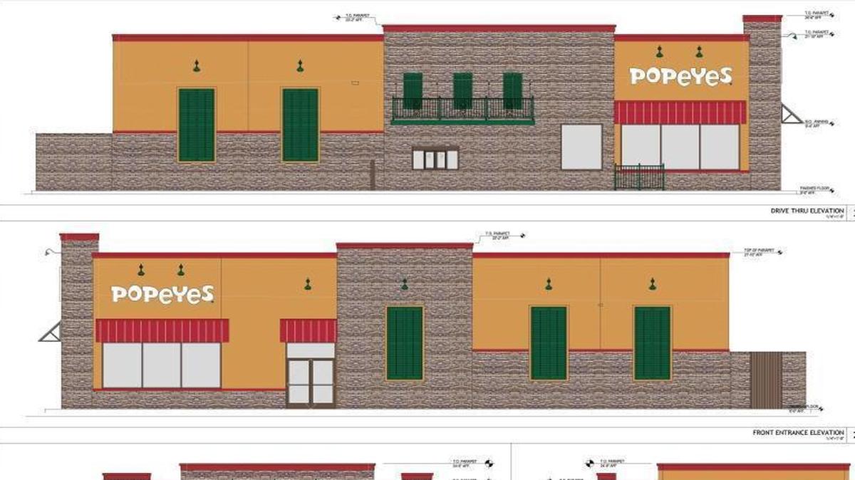 This is a drawing of what the new Popeye’s would look like.