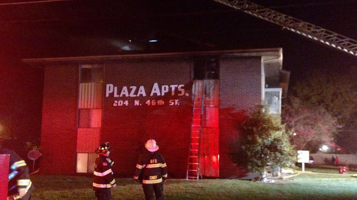 Firefighters at the scene of the blaze Wednesday night