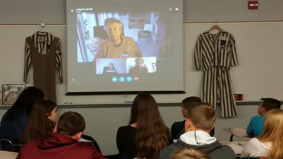 Simone Liebster, co-founder of the Arnold Liebster Foundation and Holocaust survivor, spoke to a classroom full of Highland High School students on what life was like in Europe during the World War II.