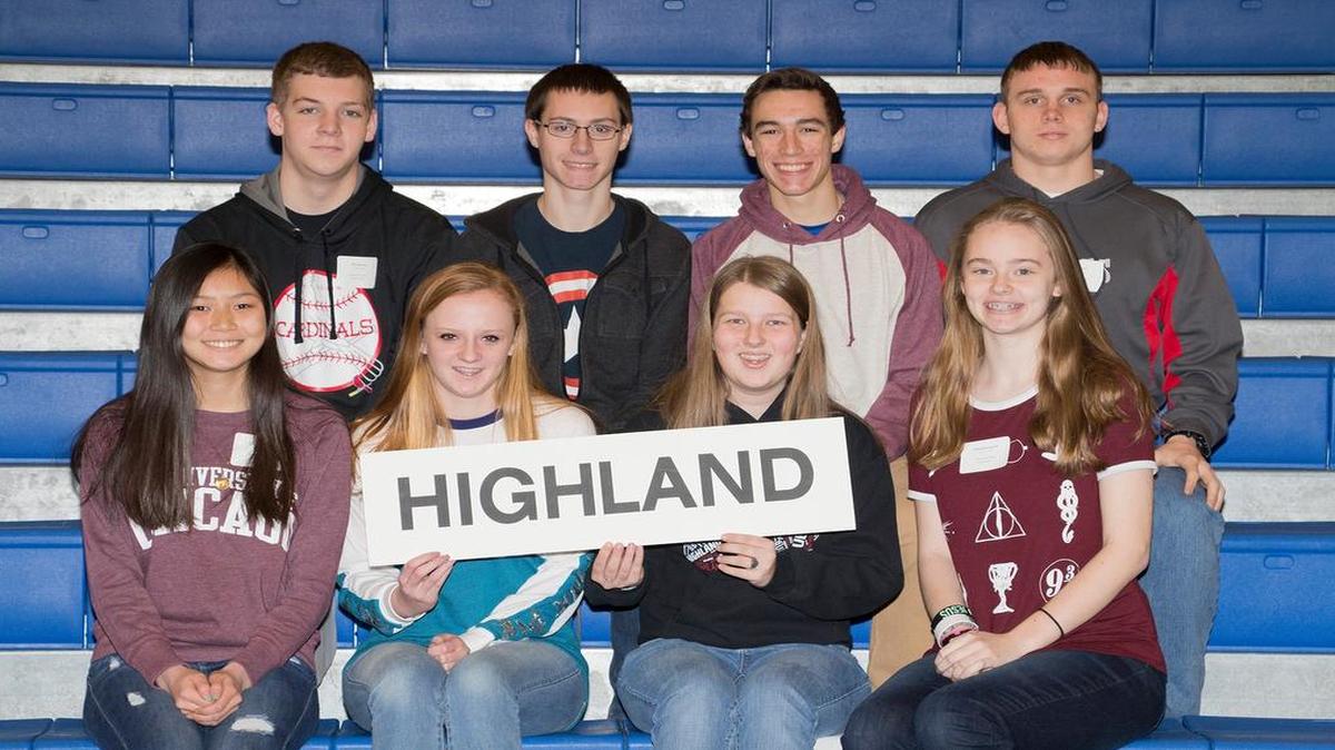 HIGHLAND WYSE The Highland High School Worldwide Youth in Science and Engineering team recently visited the Southwestern Illinois College Belleville Campus to compete in the regional WYSE Academic Challenge. Highland team members who participated include, from left to right, first row, Sydney Nyquist, Samantha Segrist, Taylor Townsend, Emilie Hoepker; second row, James Tscherney, Adam Kelso, Evan Capelle and Brett Brown. Highland placed fourth in the 1,500-student school division.