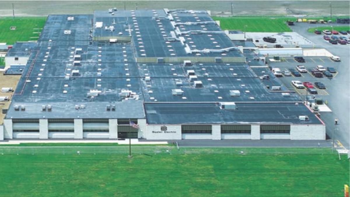 An aerial view of Basler Electric in Highland.