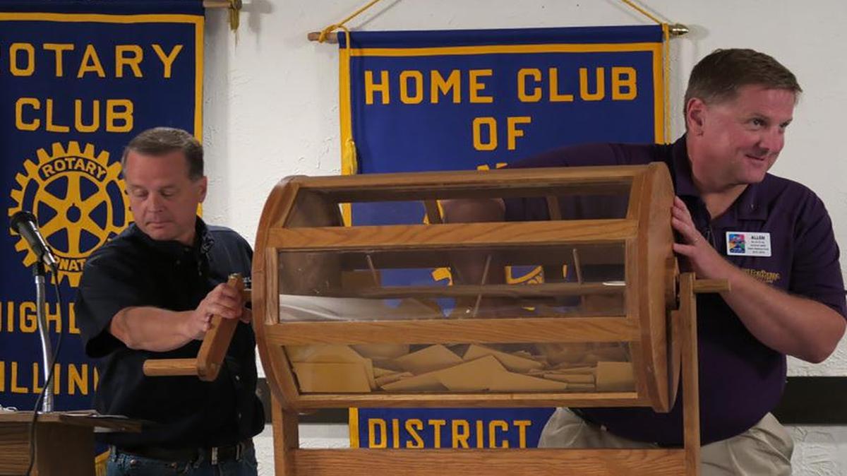 
Alan Stairn, the PR person for Rotary District 6460, drew the winning tickets for this year’s Highland Rotary Club Car Raffle on Tuesday.
