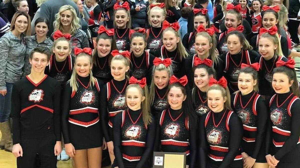 The Highland High School cheerleading team captured first place in the medium team division Sunday at the ICCA Waterloo Invitational while also qualifying for the Illinois Cheerleading Coaches Association (ICCA) State Championships, which will be held Jan. 16 at the Prairie Capitol Convention Center in Springfield. “It was a good day. Our goal was to qualify and we did that,” said Highland head coach Angie Fears. “We kept the routine watered down and simple and it worked. Still a lot to add and work on, but plenty of time to get that done. It was a good Start to the season and use something to build on.” The HHS cheer squad consists of, first row from left to right, Leah Sutton , Abby McTeer , Tyler Zobrist; second row, Joey Kutz, Alex Thies, Carly Rakers, Parisse Waldman, Lexi Gibbons, Olivia Loyet , Megan Griesbaum; third row, Molly Barry, Candice Greer, Rileigh Bent, Karley Broske, Kamy Diaber, Kaylee Barth, Mady Castile; fourth row, Assistant Coach Sarah Eilers, Assistant Coach Catie Lowe, Head Coach Angie Fears, Karlie Hooton, Emma Ruffini, Maddie Noeltner, Jordan Grieve and Kyleigh Haller.