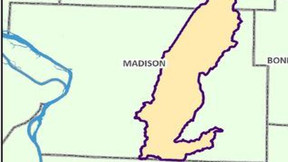 This map shows the Upper Silver Creek watershed, which is located along the Route 4 corridor from Staunton to the St. Clair County line. Landowners in this area can apply for funds to install projects that will help solve flooding and/or water quality problems.