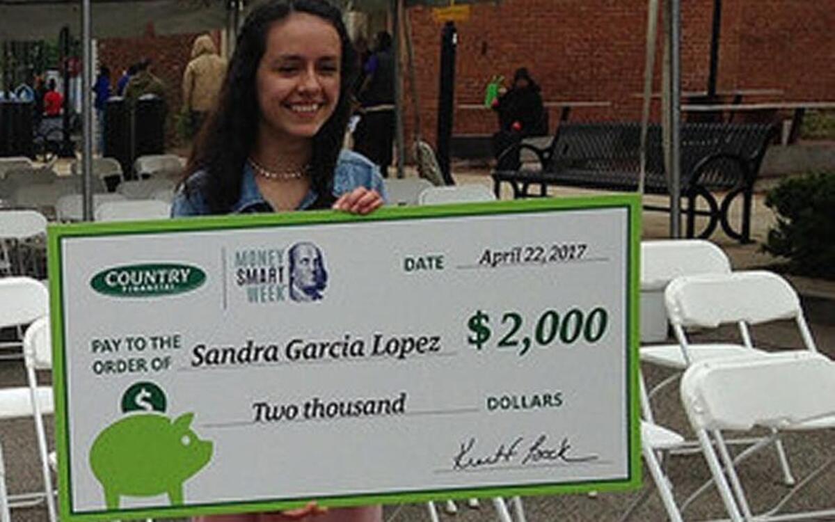Sandra Garcia Lopez of Troy, an eighth-grader at Triad Middle School, was the grand prize winner of the Greater St. Louis Financial Education Collaborative’s Money Smart Kid Essay Contest, and she received a $2,000 scholarship.