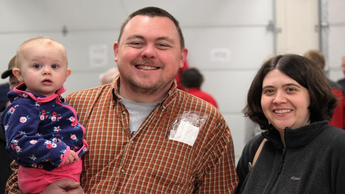 Baby Olivia with her parents Mike and Sheri Gremer traveled from Edwardsville Sunday morning to enjoy great company and fantastic food at the NDVFD breakfast fundraiser. 535 breakfasts were served.