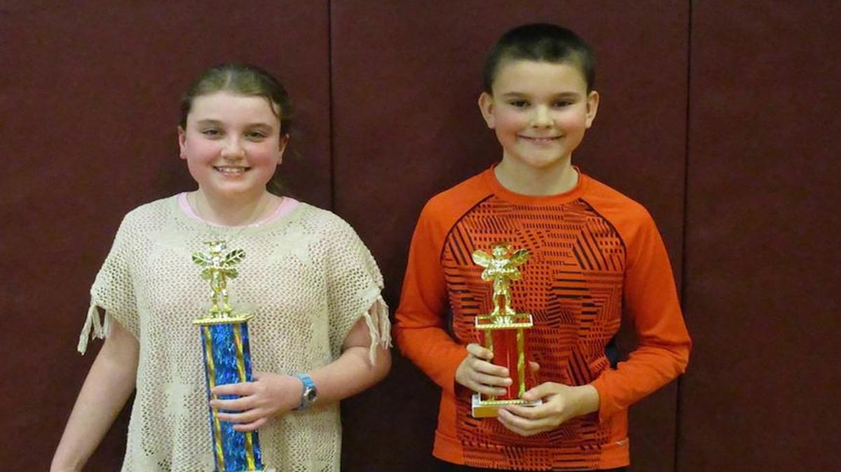 Grantfork Elementary held its annual spelling bee this past week with 37 participants. It took eight rounds to determine the winner. The grand champion speller was fifth-grader Grace Hanvey, left, and the runner-up was fifth-grader Joe Jansen, right. They will have the opportunity to defend their titles later in the year at another spelling bee.