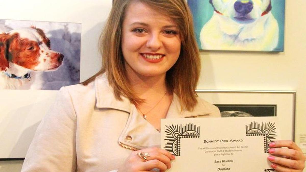 TRAID ART STUDENT WINS AWARD FOR PAINTING AT SWIC SHOW Triad High School student Sara Hladick’s oil painting, “Domino” received the Schmidt Pick Award at the Southwestern Illinois College 2016 High School Art Show. More than 170 art submissions from area high schools were featured in the show.