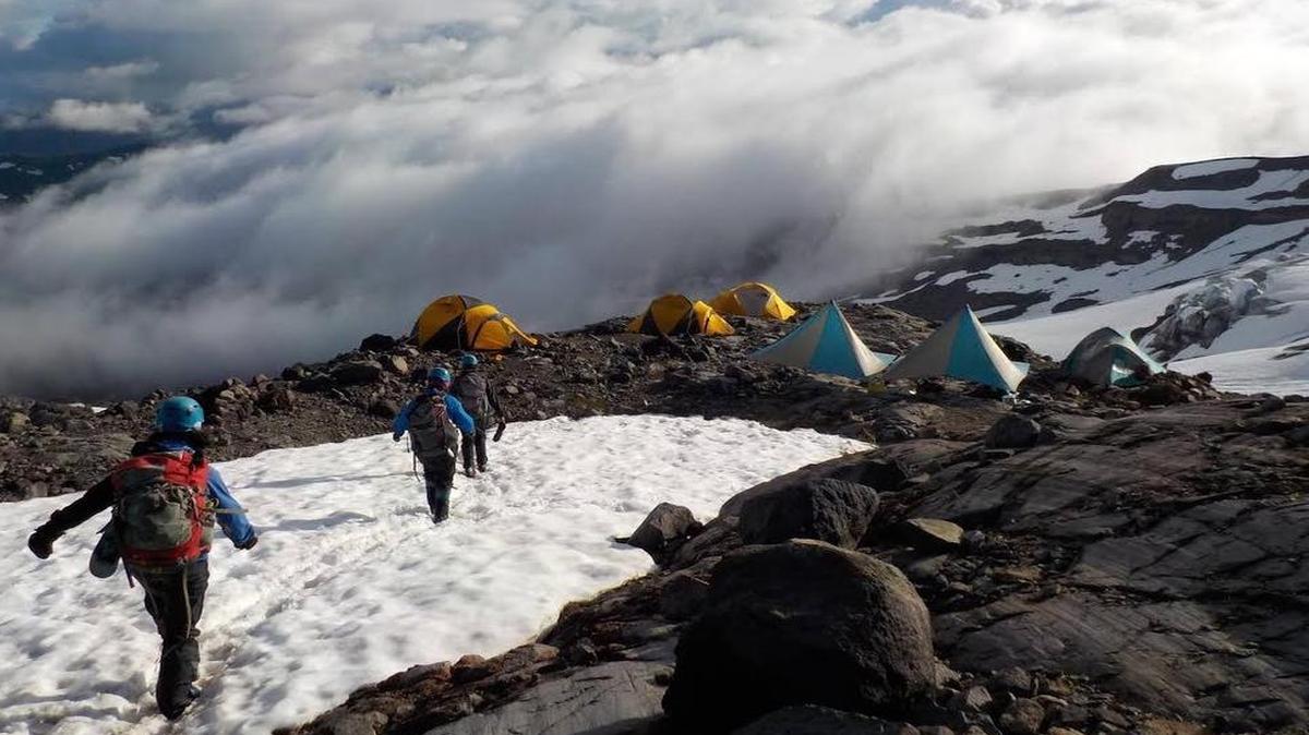 HHS senior Elisabeth Meadows and her team return to base camp after a day in the mountains.