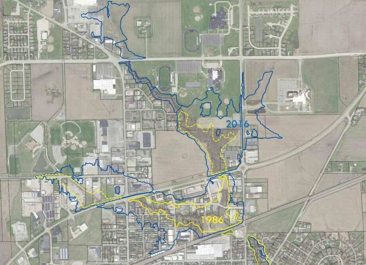 A maps showing the potential impact of new FEMA flood maps on the city of Highland.