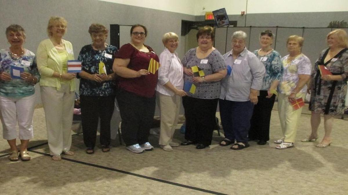 HCE OFFICERS: Marilyn Schaefer, District 6 director from Effingham, poses with officers of the Madison County HCE group. From left are Schaefer, Gloria Hartmann, Madison County HCE retiring public relations; Eleanor Gregory, international director; Vi Huebner, family issues/community outreach director; Beth James, “Buzz” editor/special activities; Maureen Betts, treasurer; Connie Grapperhaus, new secretary; Priscilla Plocher, second vice president; Carol Chappell, first vice president; Kathy Staroba, new president; and Claudia Harju, cultural enrichment, who will assume office in June.