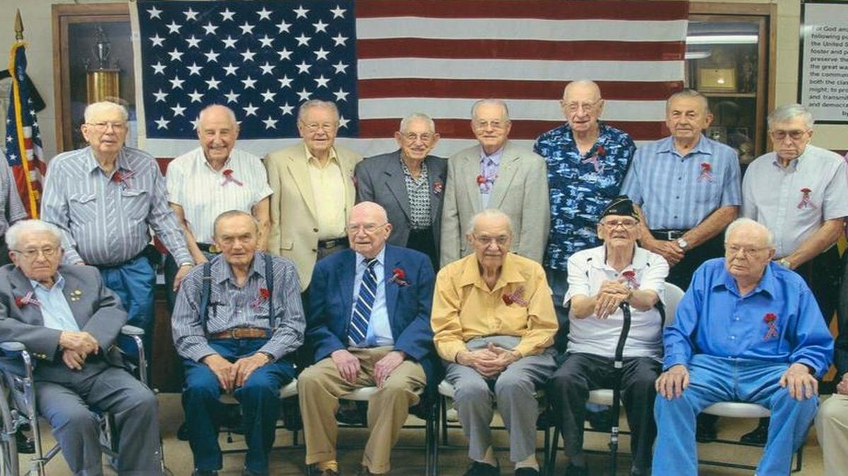 
Highland American Legion Post 439 and Veterans of Foreign War Post 5694 recognized local World War II veterans with a dinner in their honor on June 6 at the Legion Hall. Pictured are the World II vets who attended the dinner. They are, from left, Henry Metzger, Marvin Bleisch, Wilus Draper, Dean Lanphere, Eldon Kiraly, Laverne Strotheide and John Urban; back row, Jerome Gruenenfelder, Burnell Petry, William Orthwein, Eddie Frisse, Troy Huddle, Roland Harris, Leo Cahoon, Leonard Drada, Willard Johnson and Jim Causey.

