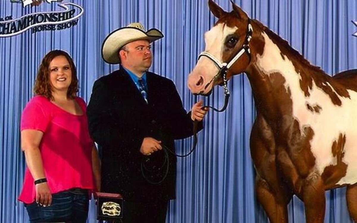 
Bar Rescue, owned by Scott and Brandi Schuetz of Highland, won the 3-year-old gelding halter class at the Pinto World Championships in Tulsa, Okla.

