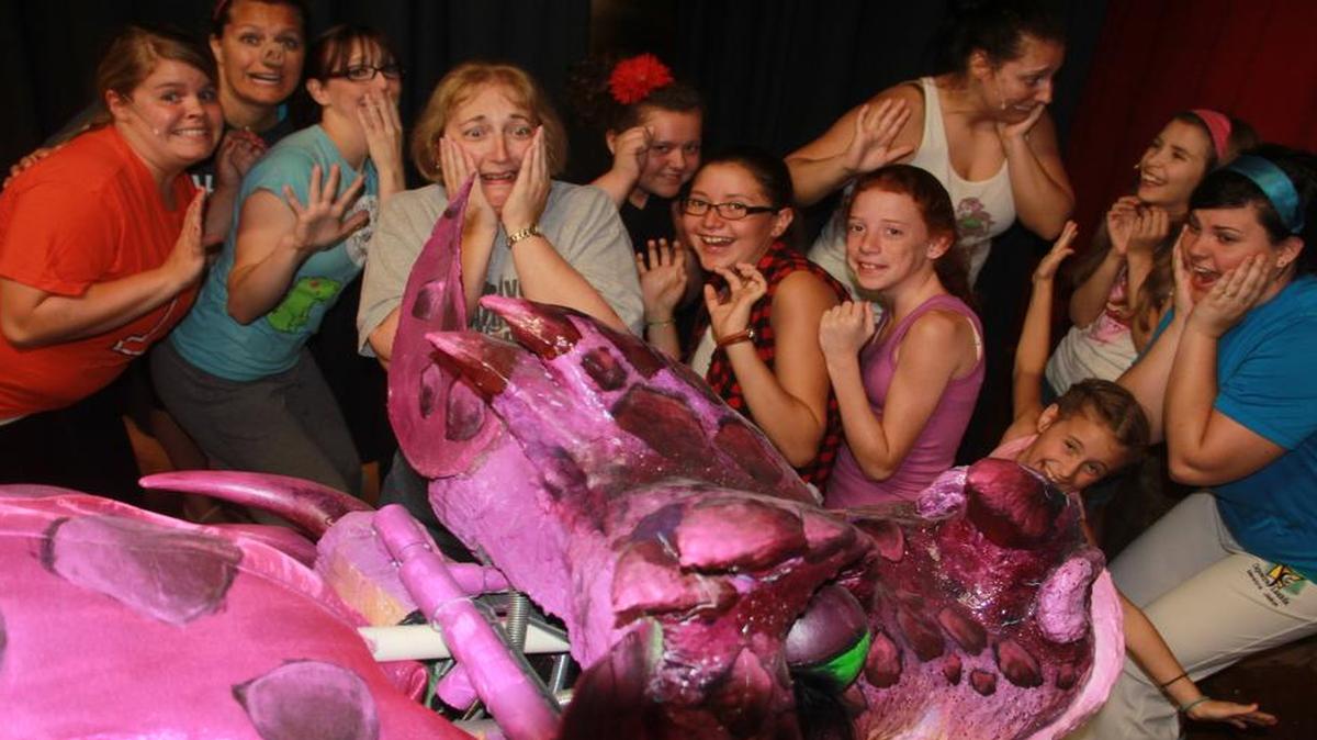 
Some of the Hard Road cast after they see a Dragon at Monday’s play practice.
