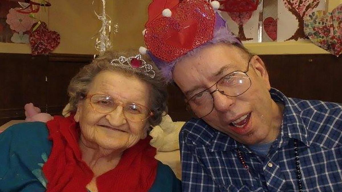 Alhambra Care Center crowned Kevin Ambuel and June Meyer as their Valentine’s Day King and Queen during a gala of love songs played by Mark Phelps. The king, queen and their subjects, Judith Turner, Robert Schleper and Denise Jacoby, served refreshments at the party.